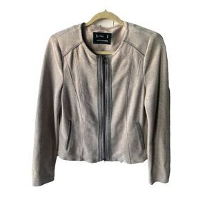 Designer Bianca Moden Metallic Textured Knit Moto Jacket – Size Small / US 4 EU